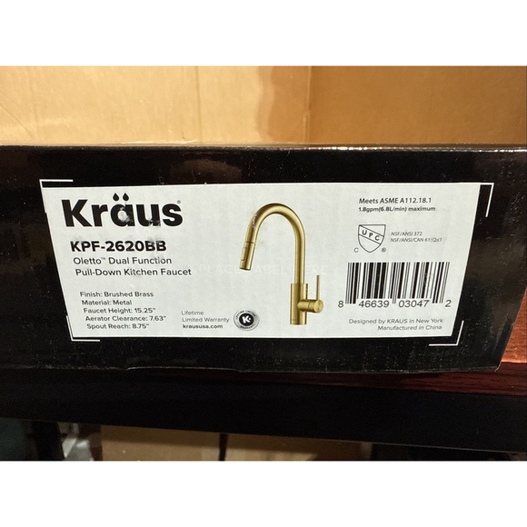 KRAUS KPF-2620BB Oletto Kitchen Faucet 15 1/8 Inch In Brushed Brass (Gold)